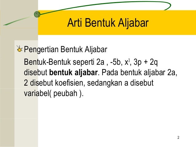 Ppt Materi Operasi Hitung Bentuk Aljabar