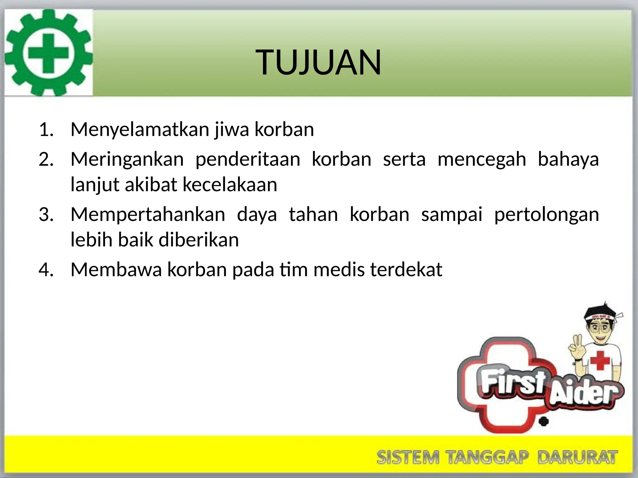 pertolongan pertama di tempat kerja dan macam kasus nya | PPT