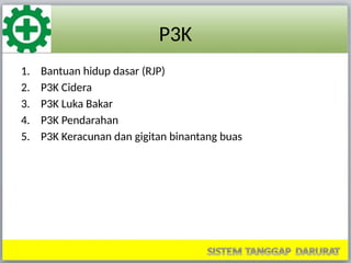 pertolongan pertama di tempat kerja dan macam kasus nya | PPT