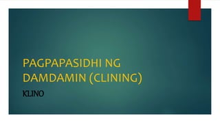 PAGPAPASIDHI NG
DAMDAMIN (CLINING)
KLINO
 