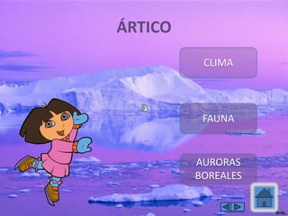 ÁRTICO
CLIMA
FAUNA
AURORAS
BOREALES
 