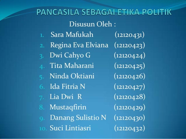 Ppt Pancasila Sebagai Etika Politik
