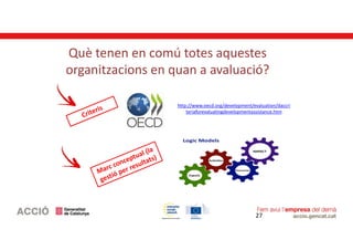 Què tenen en comú totes aquestes
organitzacions en quan a avaluació?
http://www.oecd.org/development/evaluation/daccri
ter...
