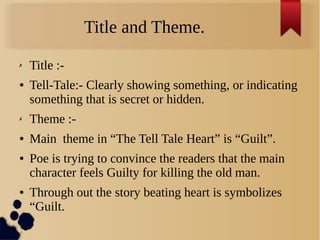 Paper 10 - The American Literature. Topic :- The Tell Tale Heart 