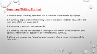 Summarizing Format Ppt paper 2 english | PPTX