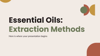 Essential Oils:
Extraction Methods
Here is where your presentation begins
 
