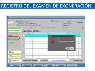 REGISTRO DEL EXAMEN DE EXONERACIÓN
 