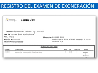 REGISTRO DEL EXAMEN DE EXONERACIÓN
 