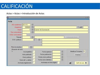 CALIFICACIÓN
  Actas > Actas > Introducción de Actas
 