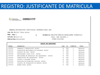 REGISTRO: JUSTIFICANTE DE MATRICULA
 