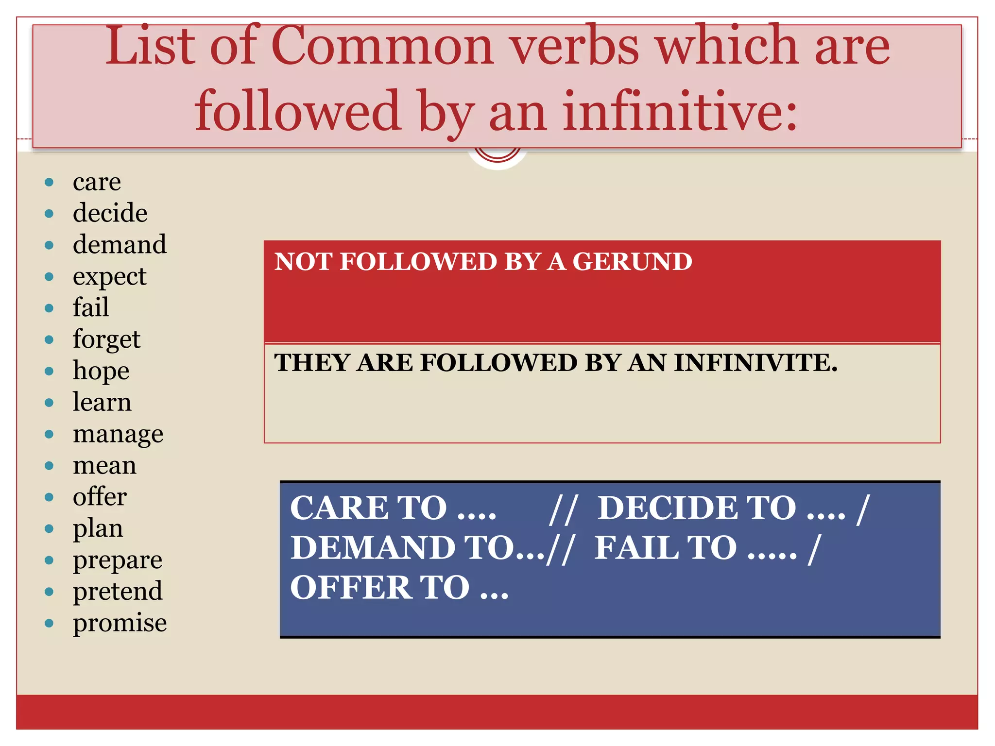 GERUNDS AND INFINITIVES | PPT