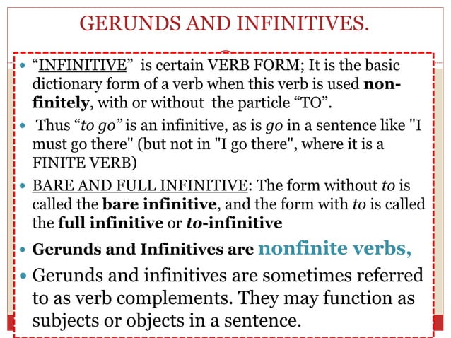 GERUNDS AND INFINITIVES | PPT