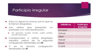 PPT PARTICIPIOS lenguaje sexto año básico