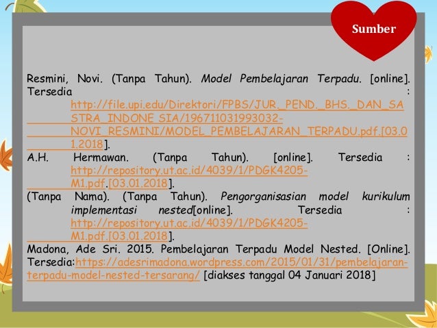 Pembelajaran Terpadu Model Nested