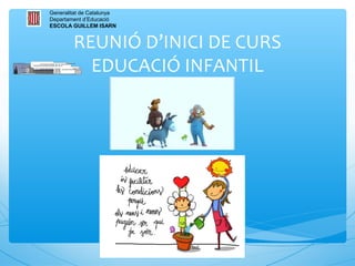 REUNIÓ D’INICI DE CURS
EDUCACIÓ INFANTIL
CURS 2015-16
Generalitat de Catalunya
Departament d’Educació
ESCOLA GUILLEM ISARN
 