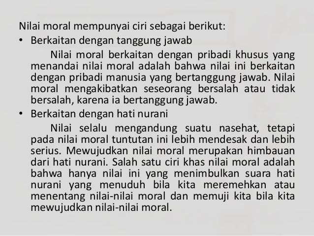 Penerapan Nilai Moral