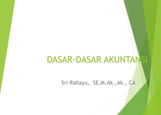DASAR-DASAR AKUNTANSI
Sri Rahayu, SE.M.Ak.,Ak., CA
 
