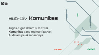 Tugas-tugas dalam sub-divisi
Komunitas yang memanfaatkan
AI dalam pelaksanaannya.
Sub-Div Komunitas
06
 