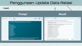 Hasil:
Penggunaan: Update Data Relasi
Prompt Result
 