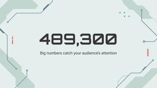 489,300
Big numbers catch your audience’s attention
 