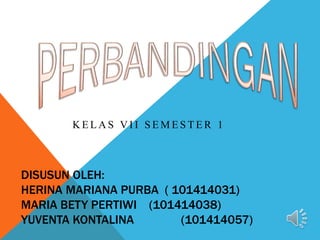 DISUSUN OLEH:
HERINA MARIANA PURBA ( 101414031)
MARIA BETY PERTIWI (101414038)
YUVENTA KONTALINA (101414057)
K E L A S V I I S E M E S T E R 1
 