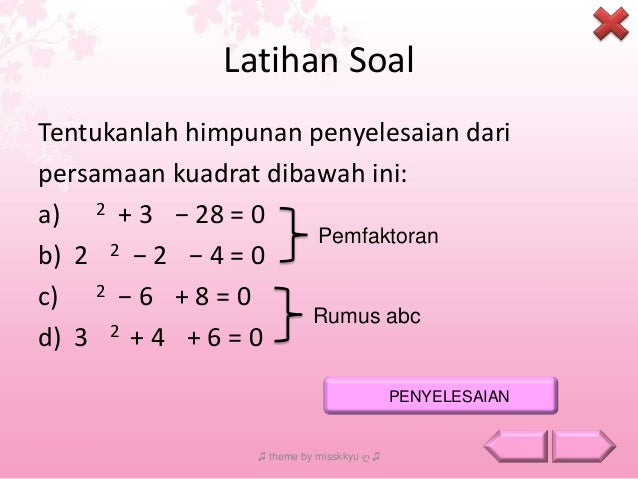 Ppt Persamaan Kuadrat Diyah Sri Hariyanti 6 C Nim 1051500083