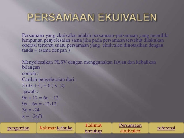 Ppt persamaan linier satu variabel