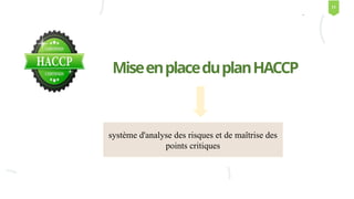 MiseenplaceduplanHACCP
système d'analyse des risques et de maîtrise des
points critiques
11
 