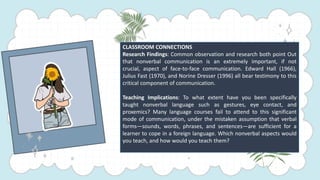 CLASSROOM CONNECTIONS
Research Findings: Common observation and research both point Out
that nonverbal communication is an...