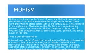 Mohism Ritual Philosophy of china and it's charactistics | PPTX