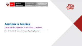 Asistencia Técnica
Unidad de Gestión Educativa Local 05
Área de Gestión de Educación Básica Regular y Especial
Área de Gestión de la
Educación Básica
Regular y Especial
 