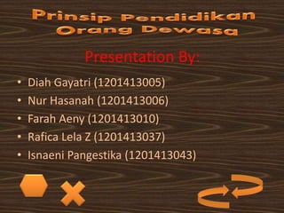 Presentation By:
• Diah Gayatri (1201413005)
• Nur Hasanah (1201413006)
• Farah Aeny (1201413010)
• Rafica Lela Z (1201413037)
• Isnaeni Pangestika (1201413043)
 