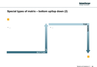 Special types of matrix – bottom up/top down (2) ... ... BOTTOM UP TOP DOWN 1 2 
