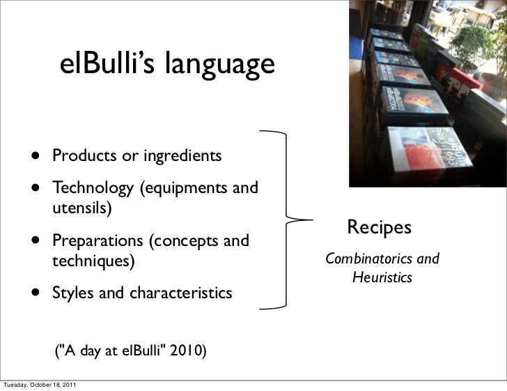 elbulli the taste of innovation View homework help - el bulli from businesss 460 at lynn martina gledacheva courtney bibby bus458i 6 july 2016 el bulli: the taste of innovation. elbulli the taste of innovation View homework help - el bulli from businesss 460 at lynn martina gledacheva courtney bibby bus458i 6 july 2016 el bulli: the taste of innovation.