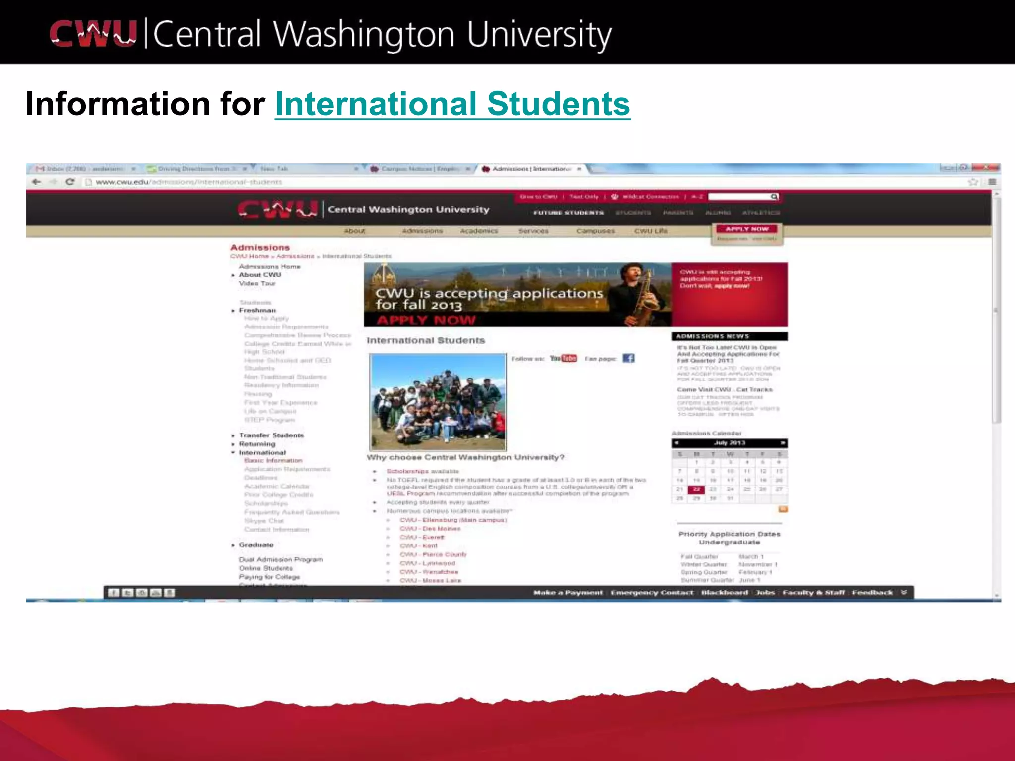 Information for International Students
 