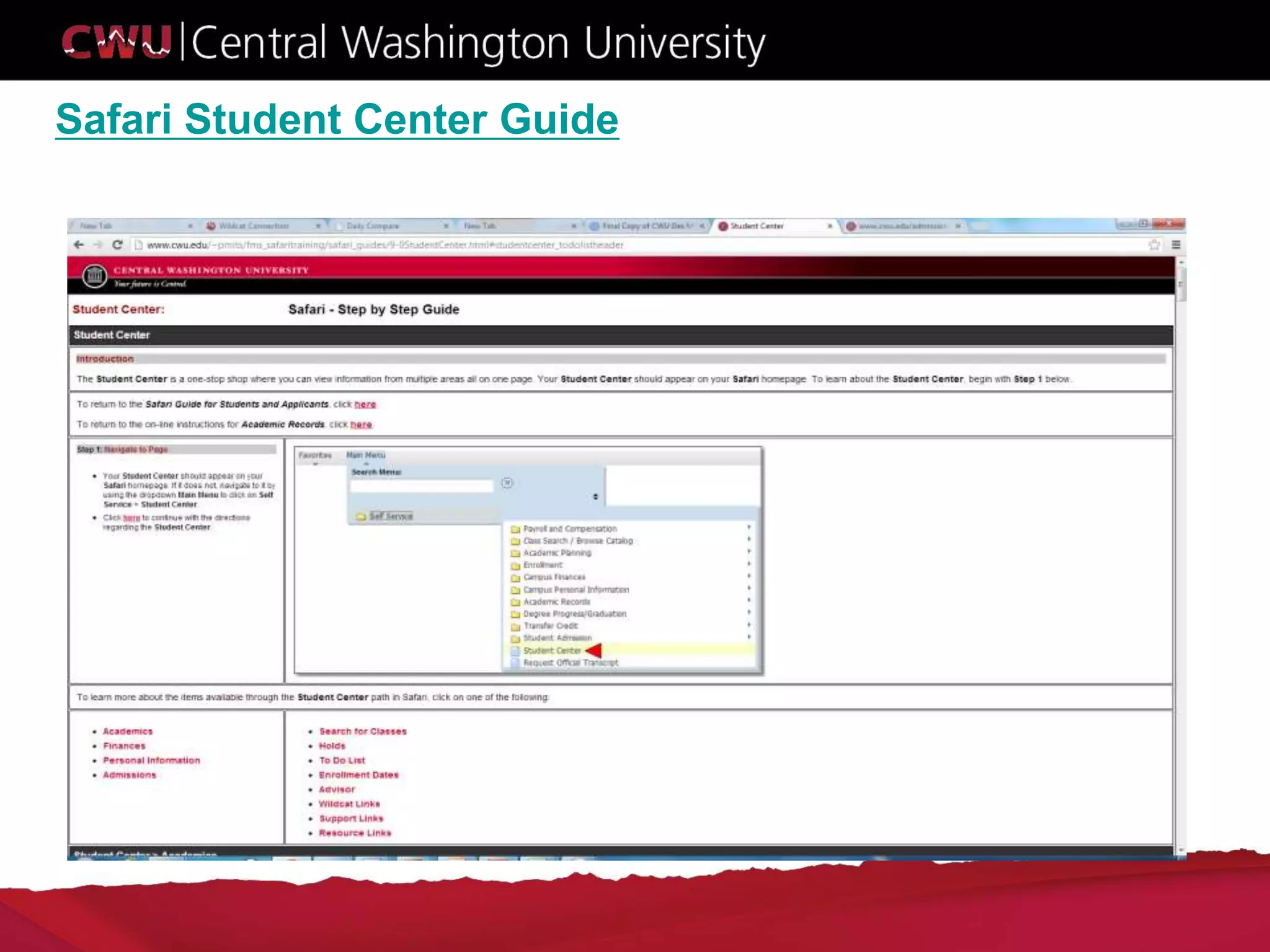 Safari Student Center Guide
 