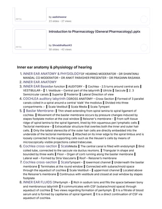 inner ear anatomy and physiology of hearing | PDF