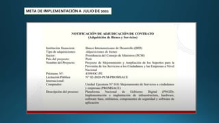 META DE IMPLEMENTACIÓN A JULIO DE 2021
 