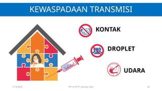 KONTAK
DROPLET
UDARA
KEWASPADAAN TRANSMISI
11/19/2024 PPI di FKTP_Kemkes 2020 60
 