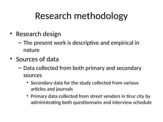 project synopsis model or example related to street vendors | PPTX