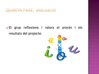    El grup reflexiona i valora el procés i els
    resultats del projecte.
 