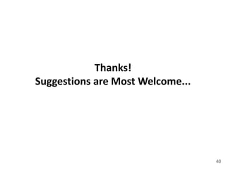 Thanks!
Suggestions are Most Welcome...
40
 