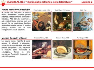          STORIA : “ i luoghi di lavoro, tipologie architettoniche ”                    Lezione 1RELe finestre verticaliLe grandi finestre verticali, il corpo di fabbrica stretto e lungo che consente maggiore possibilità di arieggiare, le grandi terrazze, consentono di sfruttare al meglio le caratteristiche del microclima. In alcuni paesi come Langhirano, Felino, Sala Baganza, di queste tipologie di salumifici ve sono molte. L’uso delle tecnologie riguardanti il condizionamento dell’aria e contemporaneamente la comparsa negli anni Settanta delle prime macchine per la lavorazione, hanno introdotto nei salumifici grandi processi evolutivi.Gli spazi della lavorazioneLa sezione tipica di questo edificio: diffusione fino ai giorni Al piano rialzato le lavorazioni iniziali (rifilatura, salatura,), le celle frigorifere e il locale per le spedizioni; nei piani alti la stagionatura; nella cantina la fase finale della stagionatura. Nella terrazza, si asciuga il prodotto all’aperto. Gli spazi della lavorazione e della stagionatura dei prosciutti hanno assunto forme diverse e mai definitive in rapporto alle caratteristiche dei luoghi, all’uso delle tecnologie, alla ricerca di una maggior produttività e qualità del prodotto.