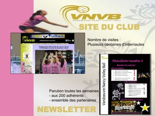 SITE DU CLUB
                       Nombre de visites :
                       Plusieurs centaines d’internautes




  Parution toutes les semaines
  - aux 200 adhérents
  - ensemble des partenaires

NEWSLETTER
 