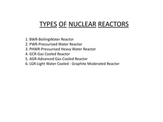 POWER SYSTEMS PPT OF NUCLEAR REACTORS AND THEIR TYPES | PPTX