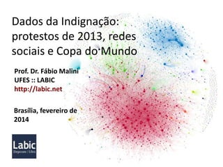 Dados da Indignação:
protestos de 2013, redes
sociais e Copa do Mundo
Prof. Dr. Fábio Malini
UFES :: LABIC
http://labic.net
Brasília, fevereiro de
2014

 