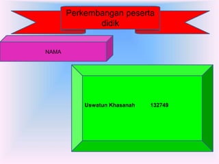 Uswatun Khasanah 132749
NAMA
Perkembangan peserta
didik
 