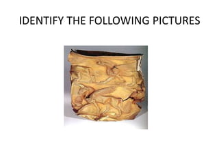 IDENTIFY THE FOLLOWING PICTURES
 