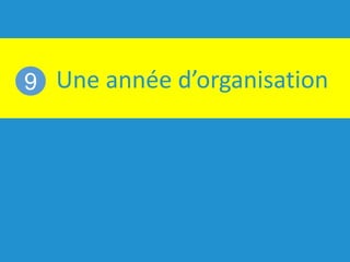 Une année d’organisation9
 