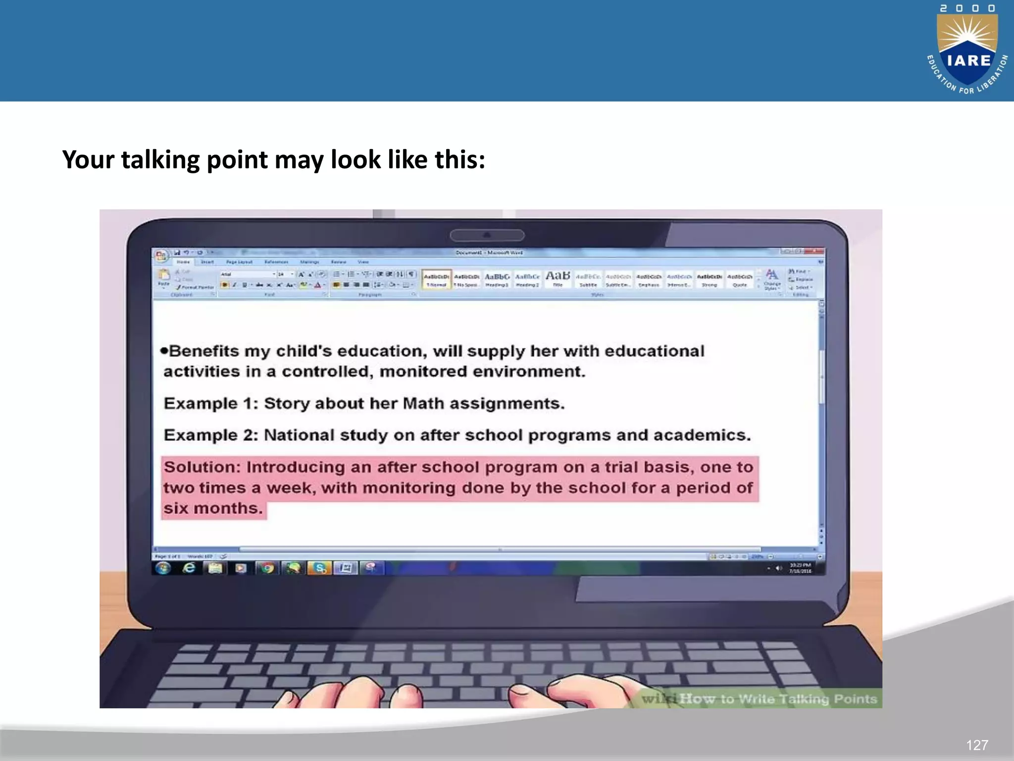 127
Your talking point may look like this:
 